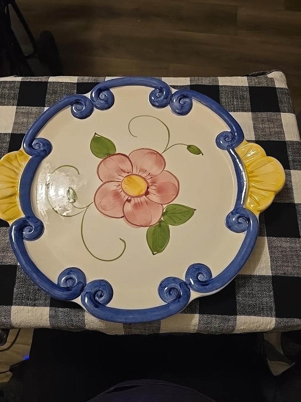 Block Garden Gate Hand-Painted Floral Serving Platter – Portugal
